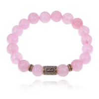 Браслет со славянской руной Нужда и нат.камнем Розовый кварц 10мм BSRJ-05-15