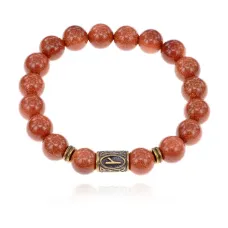 Браслет со славянской руной Крада и синт.камнем Коричневый авантюрин 10мм BSRJ-06-01