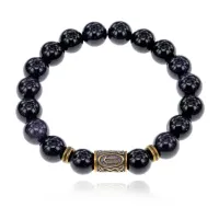 Браслет со славянской руной Ветер и синт.камнем Синий авантюрин 10мм BSRJ-09-02