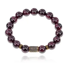 Браслет со славянской руной Ветер и нат.камнем Гранат 10мм BSRJ-09-06