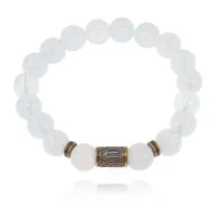 Браслет со славянской руной Ветер и синт.камнем Лунный камень 10мм BSRJ-09-11