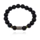 Браслет со славянской руной Ветер и синт.камнем Шунгит 10мм BSRJ-09-24