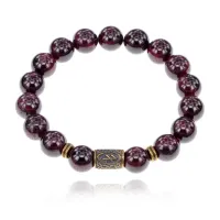 Браслет со славянской руной Берегиня и нат.камнем Гранат 10мм BSRJ-10-06