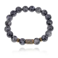 Браслет со славянской руной Уд и нат.камнем Лабрадор 10мм BSRJ-11-08