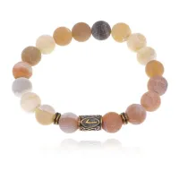 Браслет со славянской руной Леля и нат.камнем Африканский агат 10мм BSRJ-12-04