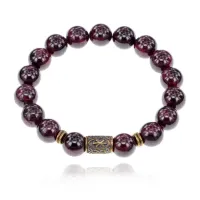 Браслет со славянской руной Рок и нат.камнем Гранат 10мм BSRJ-13-06