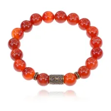 Браслет со славянской руной Рок и нат.камнем Сердолик 10мм BSRJ-13-17