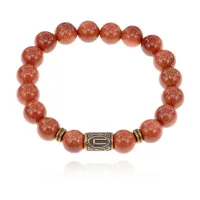 Браслет со славянской руной Перун и синт.камнем Коричневый авантюрин 10мм BSRJ-16-01