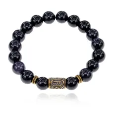 Браслет со славянской руной Есть и синт.камнем Синий авантюрин 10мм BSRJ-17-02