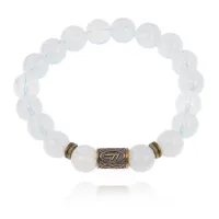 Браслет со славянской руной Есть и синт.камнем Лунный камень 10мм BSRJ-17-11