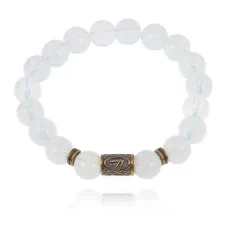 Браслет со славянской руной Есть и синт.камнем Лунный камень 10мм BSRJ-17-11