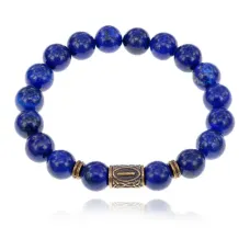 Браслет со славянской руной Исток и нат.камнем Лазурит 10мм BSRJ-18-10