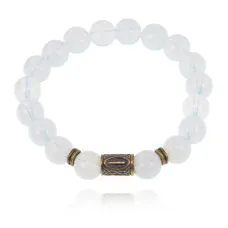 Браслет со славянской руной Исток и синт.камнем Лунный камень 10мм BSRJ-18-11