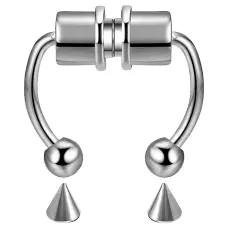 Пирсинг-обманка для носа на магнитах, 15х17х5мм, цвет серебряный PIR001-01