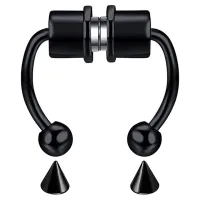 Пирсинг-обманка для носа на магнитах, 15х17х5мм, цвет черный PIR001-02