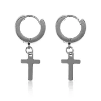 Серьги Крест, 30х7,5х13мм, цвет серебряный SE223-02