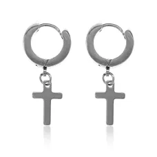 Серьги Крест, 30х7,5х13мм, цвет серебряный SE223-02