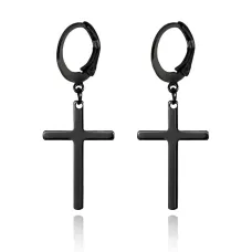 Серьги Крест, 40х15х10мм, цвет черный SE224-01