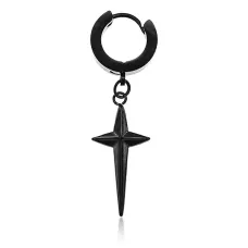 Серьга Четырехконечная звезда, 40х13х10мм, цвет черный SE229-02