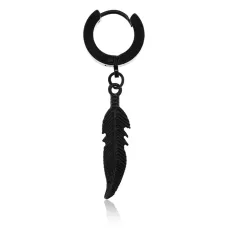 Серьга Перо, 40х5х13мм, цвет черный SE242-02