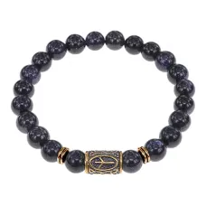 Браслет со славянской руной Мир и синт.камнем Синий авантюрин, 8мм BSRN-01-02