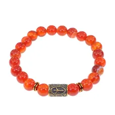 Браслет со славянской руной Мир и нат.камнем Сердолик, 8мм BSRN-01-17