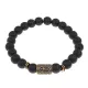 Браслет со славянской руной Мир и синт.камнем Шунгит, 8мм BSRN-01-24
