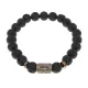 Браслет со славянской руной Чернобог и нат.камнем Лава, 8мм BSRN-02-09