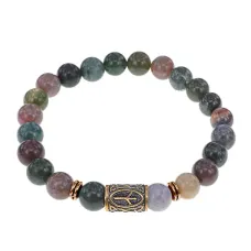 Браслет со славянской руной Чернобог и нат.камнем Яшма, 8мм BSRN-02-25