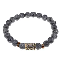 Браслет со славянской руной Алатырь и нат.камнем Лабрадор, 8мм BSRN-03-08