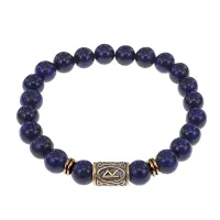 Браслет со славянской руной Радуга и нат.камнем Лазурит, 8мм BSRN-04-10
