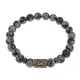 Браслет со славянской руной Радуга и нат.камнем Снежный обсидиан, 8мм BSRN-04-14