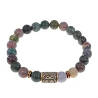 Браслет со славянской руной Радуга и нат.камнем Яшма, 8мм BSRN-04-25