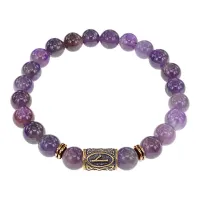 Браслет со славянской руной Нужда и нат.камнем Аметист, 8мм BSRN-05-03