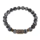 Браслет со славянской руной Нужда и нат.камнем Снежный обсидиан, 8мм BSRN-05-14