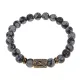 Браслет со славянской руной Крада и нат.камнем Снежный обсидиан, 8мм BSRN-06-14