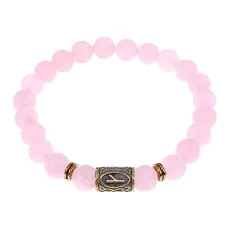 Браслет со славянской руной Крада и нат.камнем Розовый кварц, 8мм BSRN-06-15
