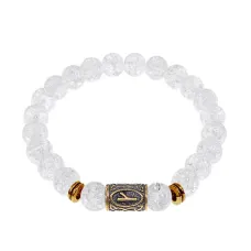Браслет со славянской руной Крада и синт.камнем Сахарный кварц, 8мм BSRN-06-16