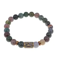 Браслет со славянской руной Крада и нат.камнем Яшма, 8мм BSRN-06-25