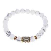 Браслет со славянской руной Треба и нат.камнем Кахолонг, 8мм BSRN-07-07