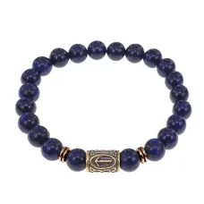 Браслет со славянской руной Треба и нат.камнем Лазурит, 8мм BSRN-07-10