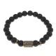 Браслет со славянской руной Сила и синт.камнем Шунгит, 8мм BSRN-08-24