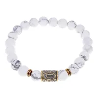 Браслет со славянской руной Ветер и нат.камнем Кахолонг, 8мм BSRN-09-07