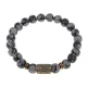 Браслет со славянской руной Ветер и нат.камнем Снежный обсидиан, 8мм BSRN-09-14