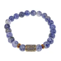 Браслет со славянской руной Ветер и нат.камнем Содалит, 8мм BSRN-09-18