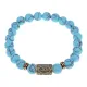Браслет со славянской руной Берегиня и синт.камнем Бирюза, 8мм BSRN-10-05