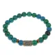 Браслет со славянской руной Берегиня и синт.камнем Хризоколла, 8мм BSRN-10-21