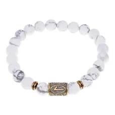 Браслет со славянской руной Леля и нат.камнем Кахолонг, 8мм BSRN-12-07
