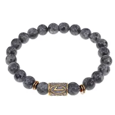 Браслет со славянской руной Леля и нат.камнем Лабрадор, 8мм BSRN-12-08