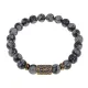 Браслет со славянской руной Рок и нат.камнем Снежный обсидиан, 8мм BSRN-13-14